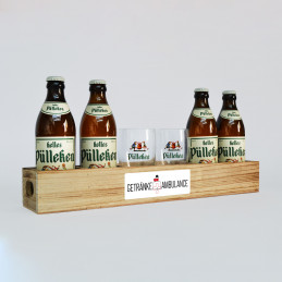Halber Biermeter mit Pülleken und zwei Gläser
