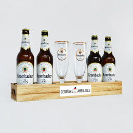 Halber Biermeter mit Krombacher Pils und zwei Gläser