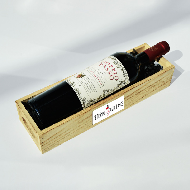 Holzkiste für eine Flasche Wein