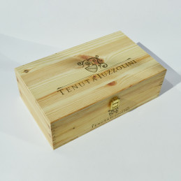 Holzkiste mit Deckel für zwei Flaschen Wein