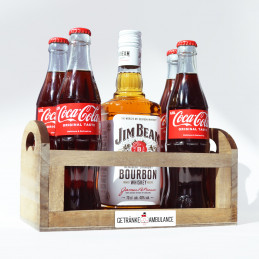 Holzkiste mit Jim Beam & Coca Cola