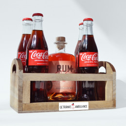 Holzkiste mit Prinz Rum & Coca Cola