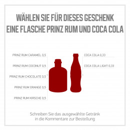 Holzkiste mit Prinz Rum & Coca Cola